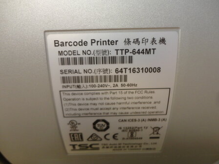 TSC TTP-644MT Barcode Label Printer USB + Netwerk 600Dpi + PEEL 