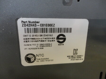 Zebra ZD420 Thermal Transfer Printer (Cartridge), 300dpi, USB, Ethernet, Bluetooth