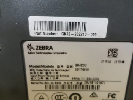 Zebra GK420d Barcode Label Printer  RJ-45