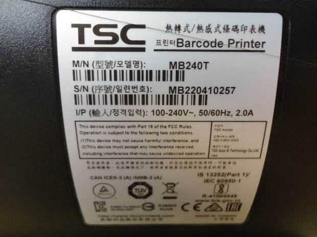 TSC MB240T Thermal Barcode Label Printer USB + Network 203Dpi 