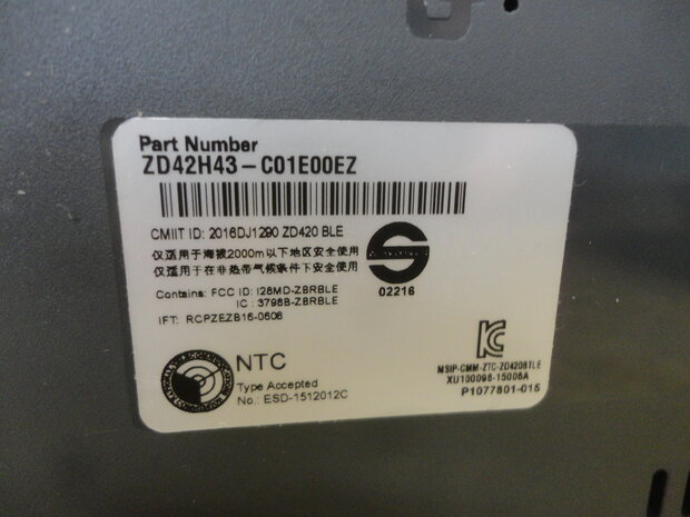 Zebra ZD420 Thermal Transfer Printer (Cartridge), 300dpi, USB, Ethernet, Bluetooth